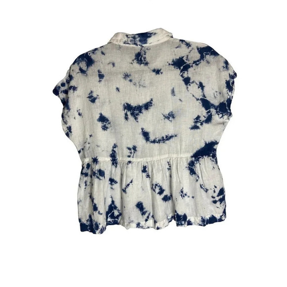Rachel Zoe Tie Dye Linen Oversized Peplum Blouse Size-sz XS - Picture 2 of 8